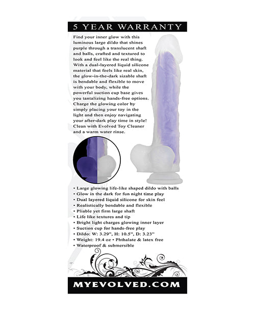 Evolved Luminous Realistic Dildo | Stud Purple Suction Cup Dildo | Inner Glow Big Dildo