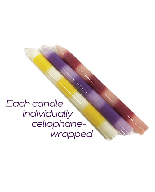 9's Make Me Melt Sensual Warm-Drip Candles - Pastellines Stripes Pack of 3