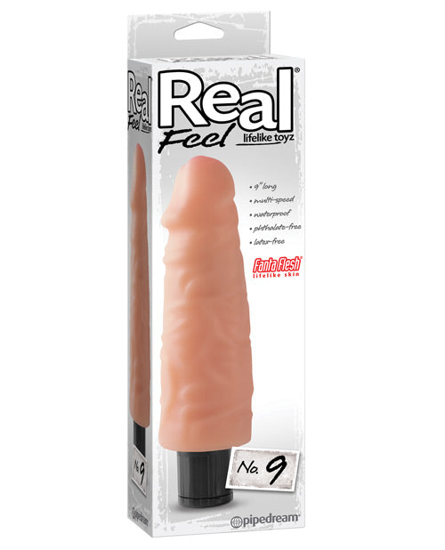 Real Feel No. 9 Long 9" Vibe Waterproof - Multi-speed Flesh