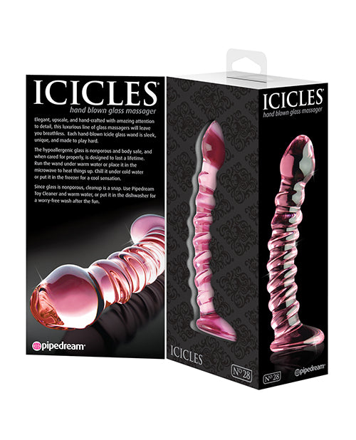 Icicles No 28 Big Dildo | Hand Blown Glass Dildo | Clear Realistic Dildo | Ridged Large Dildo