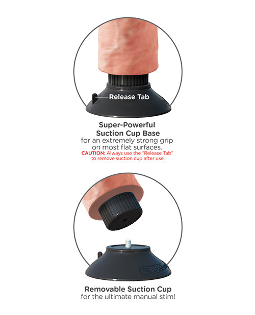 King Cock 8" Big Dildo | Vibrating Dildo With Balls | Flesh Suction Cup Dildo | Large Dildo