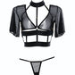 Adore Dreamer Sheer Mesh Strappy Top & Thong Black O/S