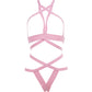 Kitten It's Complicated Open Elastic Strappy Bra & Open Back Panty Pink O/S