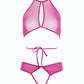 Allure Marley Mesh Peek A Boo Top & Open Panty Hot Pink L/XL