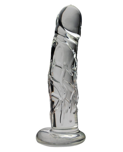 Blown Realistic Dildo | Veiny Glass Dildo | Medium Big Dildo | Clear 2.5" Base Grip