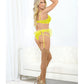 Neon Lace Underwire Bra w/Double Tulle Garter Skirt & Double Elastic Panty Neon Lime MD