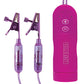 Lux Fetish Vibrating Nipple Clamps w/Wired Remote Control - Pink/Purple