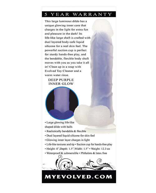 Evolved Luminous Realistic Dildo | Large Purple Dildo | Flexible Suction Cup Dildo