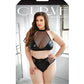 Curve Rebel Wetlook Halter Top w/Removable Chain & Panty Black 3X/4X