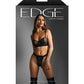Edge Quilted Wetlook and Mesh Underwire Bra w/ Crotchless Panty - Black L/XL