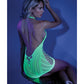 Glow Black Light Net Halter Dress Neon Green O/S