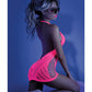 Glow Black Light Net Halter Dress Neon Pink O/S