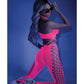 Glow Black Light Cropped Cutout Halter Bodystocking Neon Pink O/S
