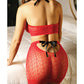 Vixen High Neck Halter Net Top & Tie Back Skirt Red L/XL