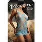 Vixen Breathless Chantilly Lace Chemise & G-String Blue O/S