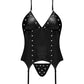Lust Madame Corset w/Metal Garters & G-String Black S/M