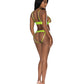 Strap-Tease Bra & Crotchless Panty Neon Yellow L/XL
