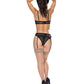 Ooh La Lace Demi Bra, Garter & Tanga Panty Black S/M
