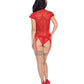Ooh La Lace Cap Sleeve Basque & Tanga Panty Red L/XL