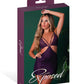 Leather & Lace Stretch Mesh and Lace Chemise w/Thong 2 pc Set - Plum L/XL