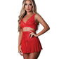 Sugar High Bralette w/Garter & Panty 3 pc Set - Red S/M
