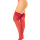 Sheer Thigh High w/Stay Up Silicone Lace Top Red O/S