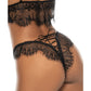 Lace Bralette & Thong Panty w/Lace Up Back Black L/XL