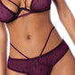 Dot Mesh Underwire Top w/Open Back Panty - Wine L/XL