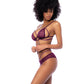 Dot Mesh Underwire Top w/Open Back Panty - Wine L/XL