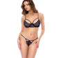 Lace Underwire Top w/Peek-a-Boo G-String & Garter - Midnight Blue L/XL