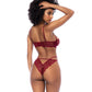 Lace Underwire Top w/Thong 2 pc Set - Rosewood L/XL