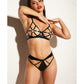 FETISH Dominant Open Cup Caged Bra w/Grommet Tape Strapping & Panty Black XL