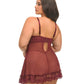 Valentine Lacey Babydoll w/G-String - Zinfandel 1X/2X