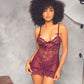 Valentine Lacey Babydoll w/G-String - Zinfandel XL