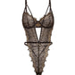 Greta Snake Eyelash Lace Teddy - Black/Gold LG