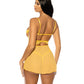 Hazel Peek-A-Boo Cup Babydoll w/G-String Panty - Yellow L/XL