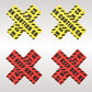 Peekaboos Caution X Pasties - 2 Pairs 1 Red/1 Yellow