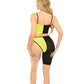 Pink Lipstick Block You Out Bandeau & Bottom Black/Yellow O/S
