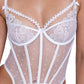 Forever Yours Embroidered Bustier & Thong White LG
