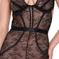 Chantilly Stretch Lace Sleeveless Catsuit w/Satin Trim Black MD