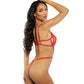 Baroque Heart Embroidered Lace Teddy - Red XL