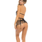 Rene Rofe Rassel Tassle Bra, Skirt & G-String Black M/L