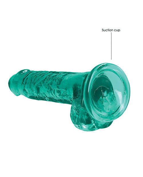 Shots RealRock Realistic Dildo | Clear 7" Big Dildo with Balls | Turquoise Suction Cup Dildo