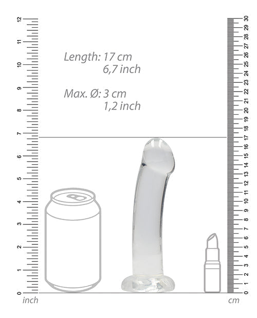 Shots RealRock Large Dildo | Crystal Clear 7" Big Dildo | Transparent Suction Cup Dildo