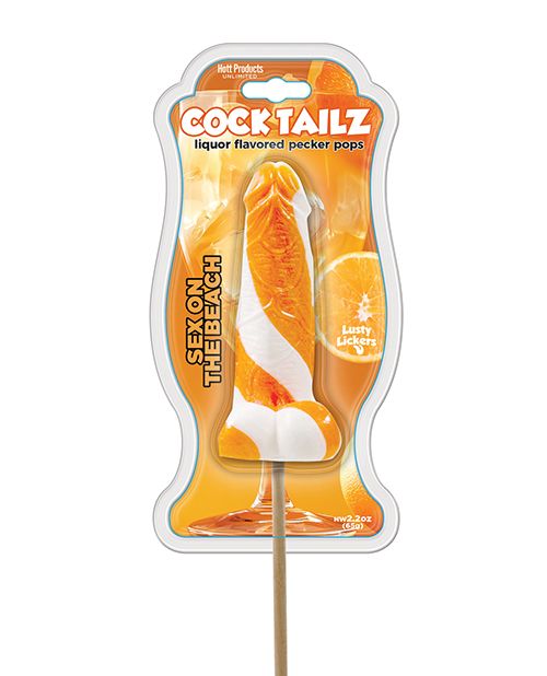 Cock Tailz Liquor Flavored Pecker Pops - Sex on the Beach Orange/White Stripe